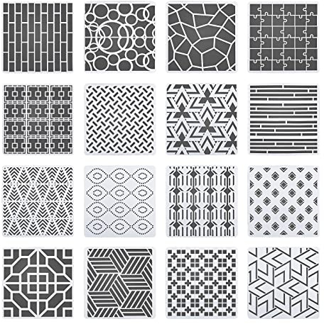 16 STÜCKE Geometrische Schablonen Set für Scrapbooking Fliesen Möbel Wand Boden Dekor Handwerk Zeichnung DIY Künstlerbedarf 20x20cm