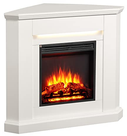 FLAMME Howick Corner Fireplace with 38'' surround with 2kW Fireplace Heater White Multiple Colours Available