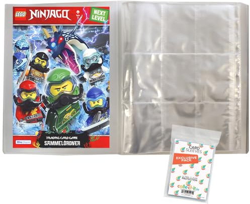 Bundle mit Blue Ocean Lego Ninjago 7 Next Level Trading Cards - 1 Leere Sammelmappe + Exklusive Collect-it Hüllen
