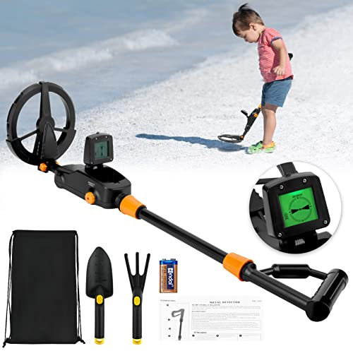 Kids Metal Detector, Lightweight Metal Detector with LCD and SOUND Indication, Adjustable High Sensitivity Metal Detector with Waterproof Search Coil for Beginners to Treasure Seeking Gold Digger