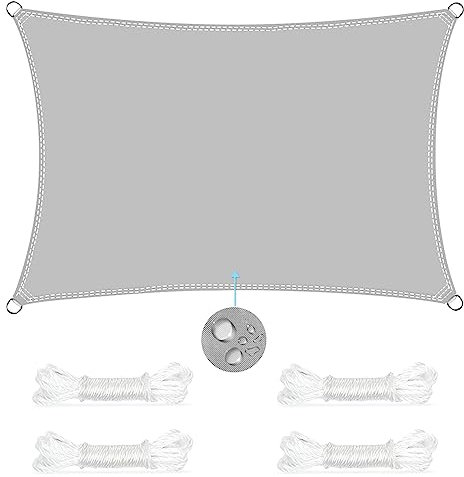 NINGESHOP Vela Ombreggiante Rettangolare 2X3m, Vela Ombreggiante Impermeabile, Tenda a Vela Protezione UV 95%, Telo Telone Ombreggiante per Esterno, Giardino, Terrazzo, Balcone, grigio