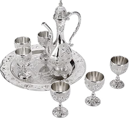 Alvinlite Türkisches Vintage-Kaffeekannen-Set, Türkisches Tee-Set Mit 6 Kaffeetassen, Weinkaraffe Und Gläser-Set, Türkisches Kupfer-Kaffeetassen-Set Für Die Teeparty zu Hause