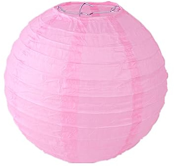 Surwin 10pcs Lanternes Papier Chinois, Lanternes en Papier à Suspendues, Boule Ronde Abat-Jour, Lanterne Decorative pour Intérieurs Extérieurs Mariages Anniversaires (40cm,Rose)