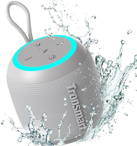 Tronsmart T7 Mini Altavoz Portátil Bluetooth 5.3 Potente, 15W Potencia, IPX7 Impermeable, 18H Duración, Conexión estéreo, Compatible SD/AUX, Ideal para Fiestas, Viajes y Exteriores, Gris