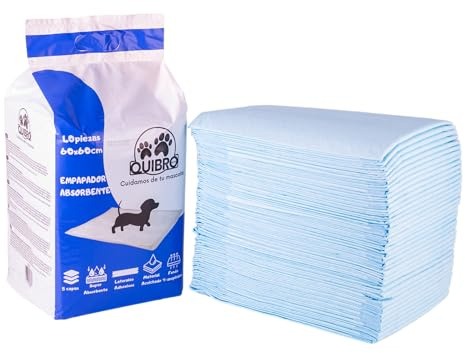 QUIBROPETS Empapadores Desechables para Perros 60x60 - Alfombrillas higiénicas para Entrenamiento de Mascotas - Atrayente de Micciones - 40 Unidades.