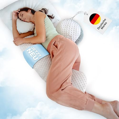 BabybeFun kompaktes Schwangerschaftskissen zum Schlafen gegen Rückenschmerzen - Extra Komfort Dank Verstellfunktion - Pregnancy Pillow - Waschbar - Flexible Füllung