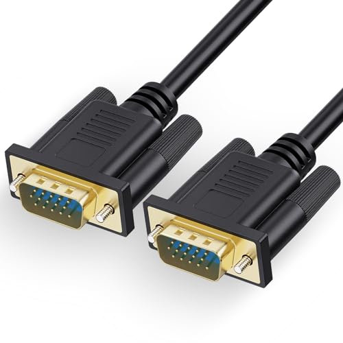 Omivine Vga Kabel 1,8 M – VGA auf VGA Monitor Kabel 1080P Full HD PC Kable für Computers, Bildschirm, Beamer, Projektor, D-Sub Schwarz, Stecker auf Stecker - Schwarz