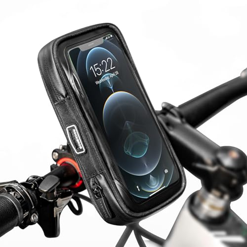 ROCKBROS Fahrrad Handyhalterung Wasserdicht Motorrad Handyhalter 270°Drehbarem Fahrradhalterung Fahrrad Lenkertasche für 4.7-6 Zoll Smartphone Mit Schultergurt Umhängetasche