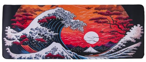 lachineuse XXL-Mauspad – Die große Welle – 800 x 300 x 3 mm – japanische Deko – rutschfest und wasserfest – Büro – Geschenkidee Japan Asien
