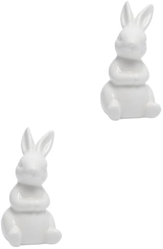 Alipis 2stücke Mini Keramische Tierfiguren Kreative Tischdekoration Für Zuhause Weiß A-Style Handgemachte Ornamente Für Schreibtisch Und Für Einzug