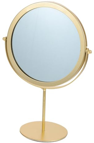 Espejo de Maquillaje Giratorio Dorado Metal, Estilo Retro para Escritorio | Diseño Práctico sin Distorsión, Imagen Clara y Nítida, Adecuado para Tocadores o Mesas