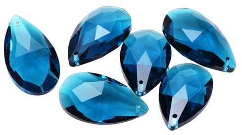 M METERXITY 6-Pack Crystal Pendants, Blue Crystal Suncatcher Shiny Glass Pendants Beads Crystal Pendants for Jewelry Making/Light Lamp/Wedding Decoration Chandelier Beads [1.5]