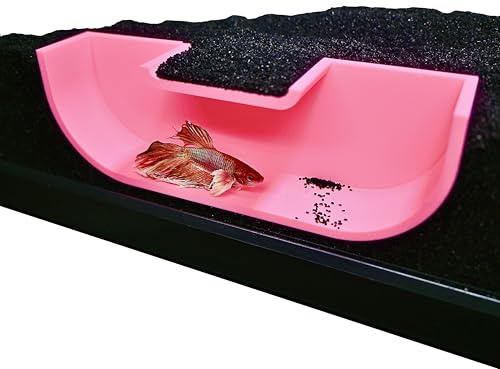 Betta Underground Tunnel Hideout Cave | Aquarium Hide for Small Fish and Shrimp | Viewing Betta Fish Rest Hammock Enrichment Toy | Betta Fish Tank Accessories Decorations Toys Decor (Pink)