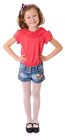 Aurellie Mädchenstrumpfhose für Kinder, durchscheinend, weich, einfarbig, 20 Denier, Party, Alltag, Tanz, Ballett, Alter 3–14 Jahre, weiß, 9-10 Years