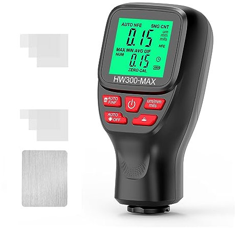 Farbdickenmessgerät, Auto Beschichtung Dicke Gauge LCD Display Autolack Film Tester 0-2000UM Beschichtung Messwerkzeuge Automotive Farbe,für verbesserte Lesbarkeit(HW300MAXBlack)