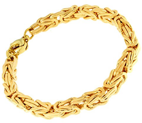 Tendenzalia Bizantiner Königsarmband quadratisch original italienische Kette 18kt vergoldet 6mm breit Länge 22cm