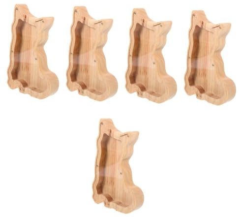 ibasenice 5pcs Decorative Coin Jar Wooden Piggy Bank Animal Design Money Box for Boys and Girls Money Jar Pot Desktop Animal Piggy Bank