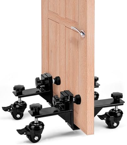 2Pcs Door Dolly – Heavy Duty Door Panel Mover with Translation Rollers, Adjustable Door Lifter Tool for 1 to 2-3/8 Doors, Door Stand & Installation Kit for Moving Heavy Loads (Black)