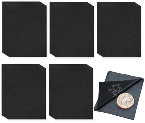 Papel de carbón para trazar, 50 hojas de papel de transferencia A4, papel de copia de grafito negro para bocetos, dibujos, letras de artistas, manualidades, madera, proyectos de lienzo, papeles de