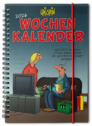 Uli Stein Kalender 2026 - Wochenplaner Terminplaner - 143x205mm - Jahreskalender mit Motiv Seiten & Spiralbindung +5 Postkarten Geschenk - Cartoon Kalender - Monatskalender mit lustigen Sprüchen