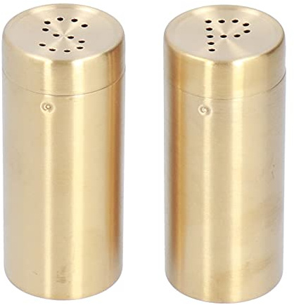 Barattolo per spezie, bottiglia per condimenti, barattolo per condimenti, saliera e pepiera in acciaio inossidabile di alta qualità con design raffinato per la conservazione in (Golden (due SPs))