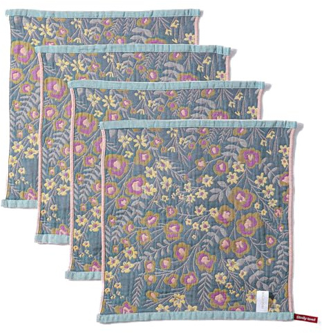 HOORDRY Doppelseitig Geschirrtücher 100% Baumwolle 4er Set,Super Saugstarke | Langlebige Dicke Premium Küchentücher,Dekorative Boho Handtuch mit Aufhängeschlaufen,41 x 39CM -Blumig