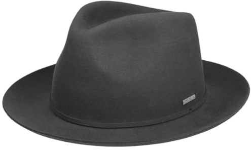 Stetson Maysville Wollhut Wollfilzhut Filzhut Bogarthut Fedora Herren - Herbst-Winter Herbst Winter - XL (60-61 cm) anthrazit