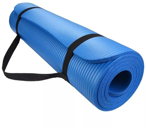 Yoga Mat 15mm Thick Exercise Mat 180x60 cm, Non Slip NBR Gym Mats, Yoga Mats for Women Men With Carry Bag and Strap, Perfect for Pilates Gym Meditation Home Gym Training Equipment (Blue)