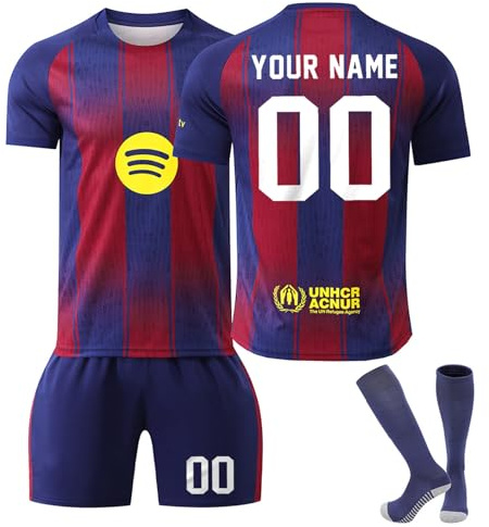 Generico Maglia Calcio Bambino 2025/26 Maglietta Personalizzata Nome e Numero Uomo da Personalizzare Tuta Allenamento T-Shirt, Pantaloncini e Calzini Set Regali Ragazzi da Calcio per Tifosi