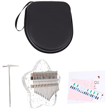 ARTSEWPLY 17 Tasten Kalimba Daumenklavier Aus Transparentem Kristall Kleiner Tragbares Fingerklavier Mit Sternenmuster Leichtes Musikinstrument Für Anfänger Und Geschenk