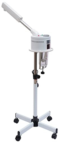 Gesichtsdampfer mit Ozon-Funktion, Gesichtssauna mit 5-facher LED-Lupe, 750W Dampfgerät für Gesicht mit 700ml Tank, Beauty Dampfer für Salon & Zuhause, Höhenverstellbar 80-110cm