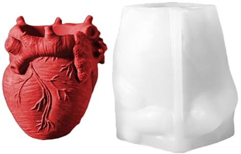 Human Heart Statue Candle Cup Silicone Mold Easy Demold for Making Candle Container Soap Flowerpot Holiday Decoration