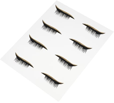 Sewroro 4 Pares de Pegatinas de Delineador de Ojos y Pestañas Postizas Adhesivas Doradas Calcomanía de Cinta para Maquillaje de Ojos Ligeras y Transpirables para Fiestas y Cosplay