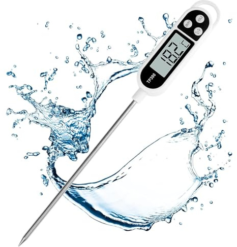 Digital Food Sugar Thermometer- Accurate Thermometer with Long Probe, Digital kitchen Thermometer Cooking food With Quick Read and Large LCD Screen - ℉/℃ Button Hot Beverage, Grill,BBQ,Water, Milk
