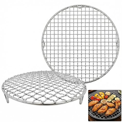 2pcs Round Stainless Steel Cooling Rack, Oven Air Fryer Roasting Grill Pan, Barbecue Drying Rack for Baking, Steaming, and Draining, Round Cake Pan (165mm/6.5inch)