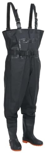 Mangloder Waders imperméables avec bottes et ceinture, vert foncé, taille 38, polyester enduit de PVC durable, respirant, bottes en caoutchouc antidérapantes, idéales pour la pêche