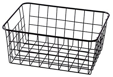 LUANT Stabiler kleiner Draht-Aufbewahrungskorb mit Küche, Lebensmittel, Speisekammer, Papiere, Home Office Schreibtischregal, Badezimmer, Waschküche, Regal, Schlafzimmer, Schwarz