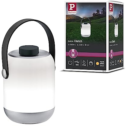 Paulmann 94210 Outdoor LED Akkuleuchte Clutch incl. 1x1,6 Watt dimmbar Mobiles Licht Grau Akkulampe Kunststoff Kabellos 3000 K