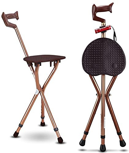 M-GYG Alloy Folding Cane with Seat, 440 lbs Capacity Lightweight Adjustable with LED Walking Cane with Seat, Large seat Board Cane Chair Stool Anti-Slip Walking Stick for Woman/Man Seniors