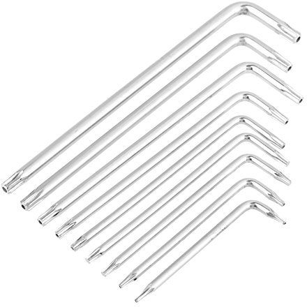 Vikye Llave en Forma de L de Estrella Hexagonal, Forma de L Brazo Largo Manipulador Llave Hexagonal Seguras Herramientas de Mano 9PC / Set T6 T7 T8 T9 T10 T15 T20 T25 T27