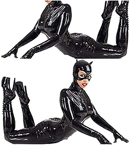 MIAOXIAO Jumpsuits Black Catsuit Latex Sexy Jumpsuit Front Zipper Costumes Masked CLong Sleeves Bodysuit