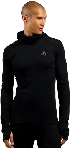 Odlo Active Warm_159142, Maglietta termica a maniche lunghe con maschera Uomo, Nero, S