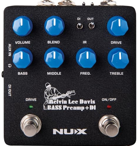 Nux NBP-5 MLD Bass Preamp, Bass-Vorverstärker (DI-Box mit IR-Cabinet-Simulation, IR-Speakersimulation, Aux-Input, XLR-DI-Ausgang, 8 IR presets, USB Audiostreaming inkl. Re-Amping), Schwarz