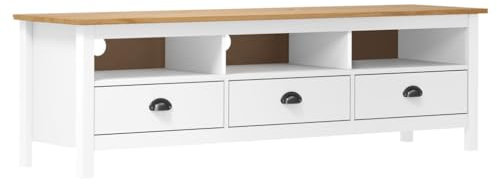 vidaXL Mobile TV Hill Base per Televisione Supporto per Impianto Stereo Mobiletto per Sistemi Audio Range Bianco 158x40x47 cm Legno Massello di Pino