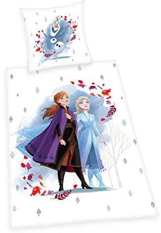 Herding Disney´s Eiskönigin 2 Bettwäsche-Set, Kopfkissenbezug 80 x 80 cm, Bettbezug 135 x 200 cm, Mit leichtläufigem Reißverschluss, 100% Baumwolle/Renforcé