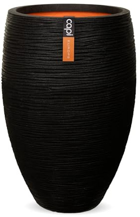 Capi Europe - Vase élégant Deluxe Rib NL - 51x72 - Noir - Ouverture Ø51 - Pot intérieur et extérieur - KBLR1138