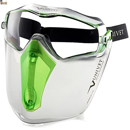 BricoLoco Gafas protección y seguridad en trabajo. Antivaho. Antiempañante. Protectoras antilíquidos antipolvo. Función cubregafas para trabajar con gafas graduadas. (Gafa lente clara + pantalla)