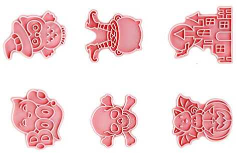 6 StüCk Ausstecher Set 3d Kunststoff SchäDel Schloss Eule Stempel Ausstechformen Formen FüR Kuchen Dekorieren GebäCk