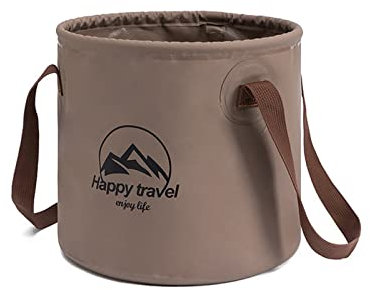 GOXAEEE Faltbare Camping Waschschüssel 10L/20L, Outdoor Faltschüssel, Faltbarer Eimer Camping, Universell als Camping Spülschüssel, Waschschüssel, Spülwanne, Braun 20L