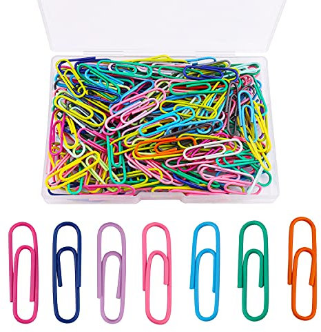 200 Stück Büroklammern, 2.8cm Bunt Aktenklammern Set Metall Büroklammern Halter mit Aufbewahrungsbox für Büro Dateien Schule Papiere